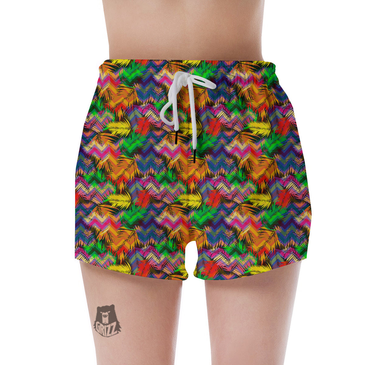 Psychedelic Zigzag Tropical Print Pattern Women's Shorts-grizzshop