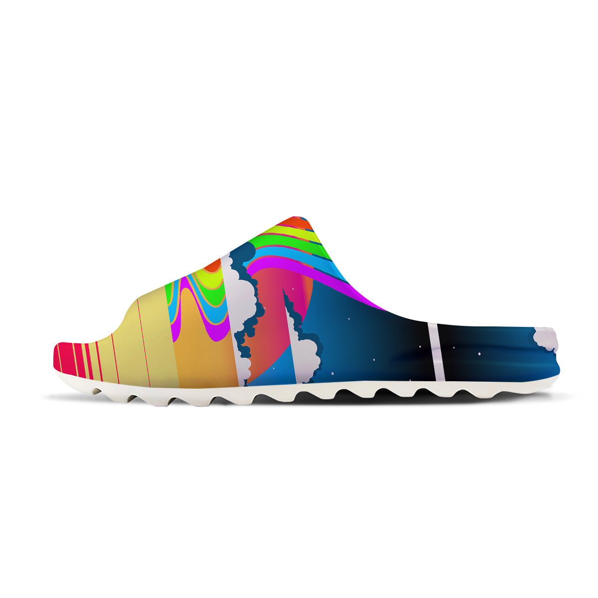 Psychedelic And Gradient Sky Rainbow Print Sandals-grizzshop