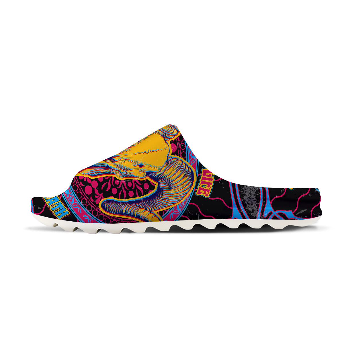 Psychedelic And Ram Skull Print Sandals-grizzshop