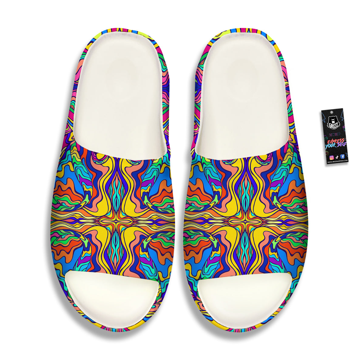 Psychedelic Colorful Fractal Mirror Print Sandals-grizzshop