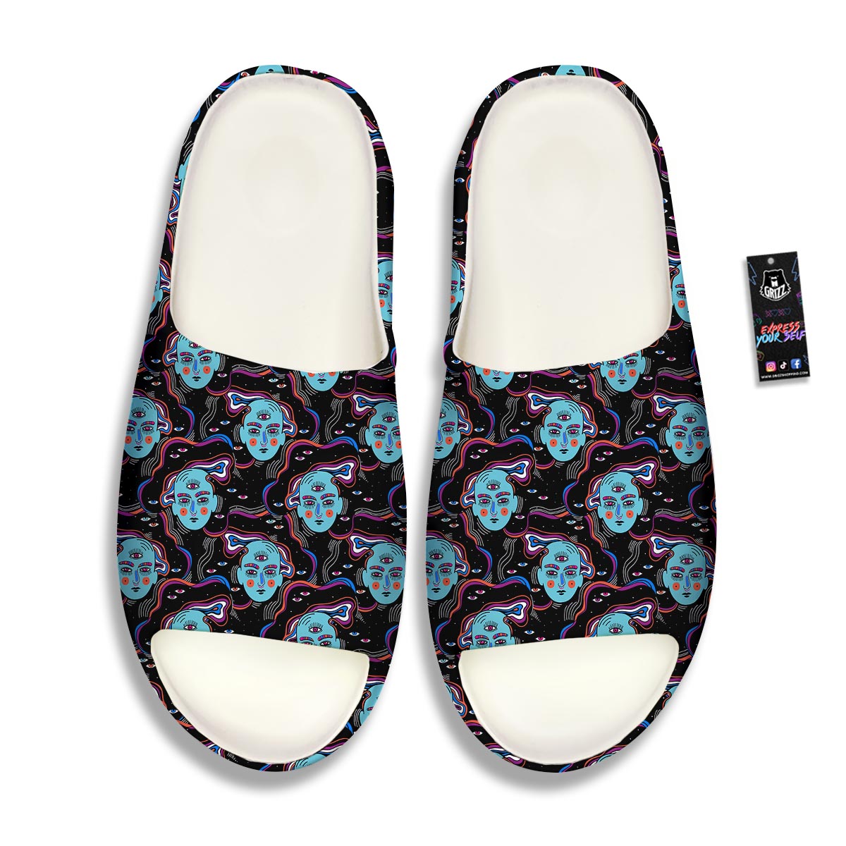 Psychedelic Hippie Retro Print Pattern Sandals-grizzshop