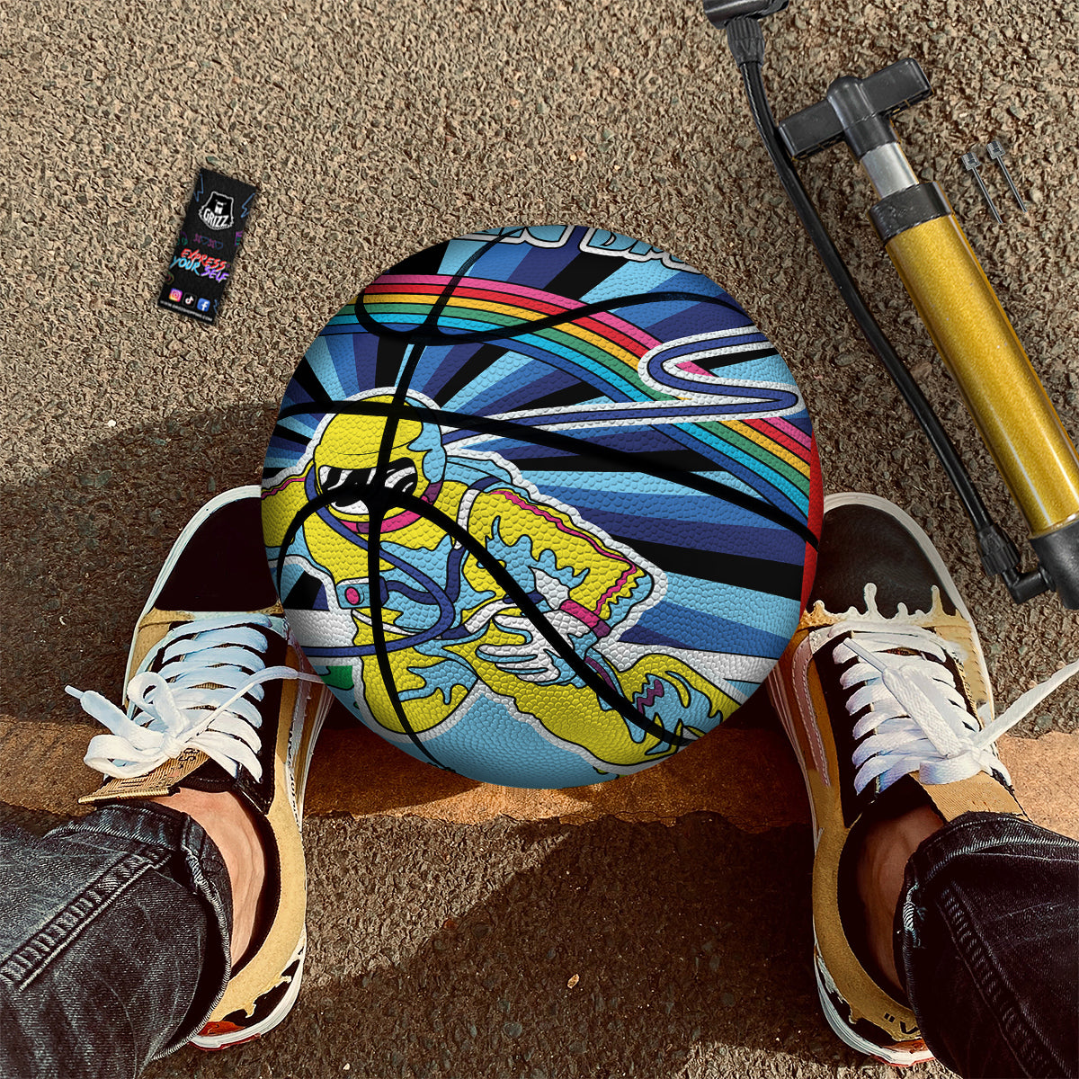 Psychedelic Space And Astronaut Print Basketball