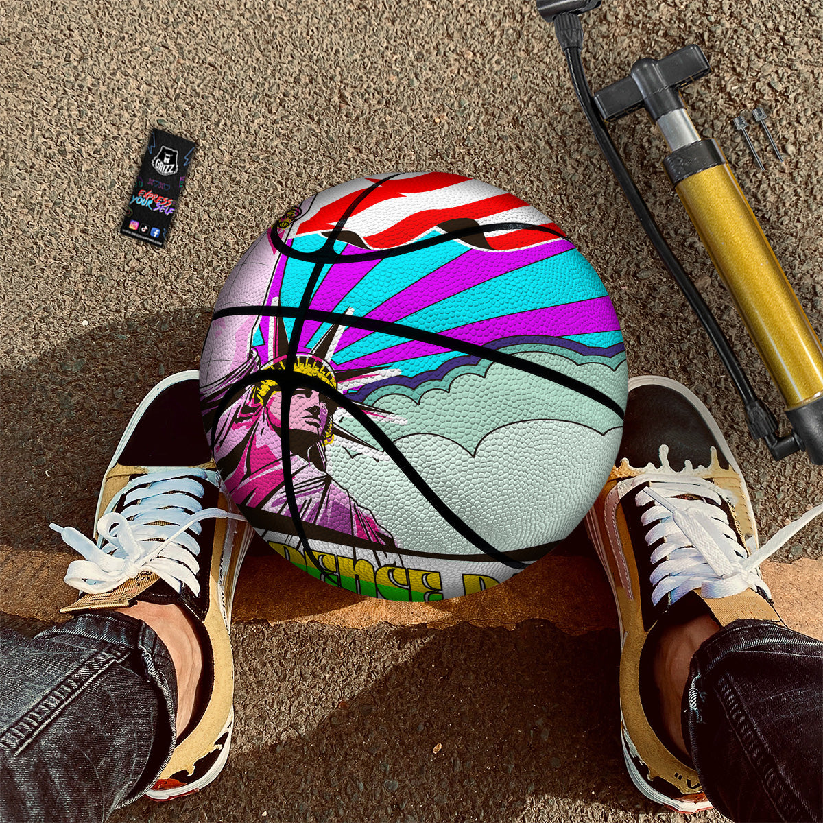 Psychedelic USA Statue of Liberty Independence Day Print Basketball