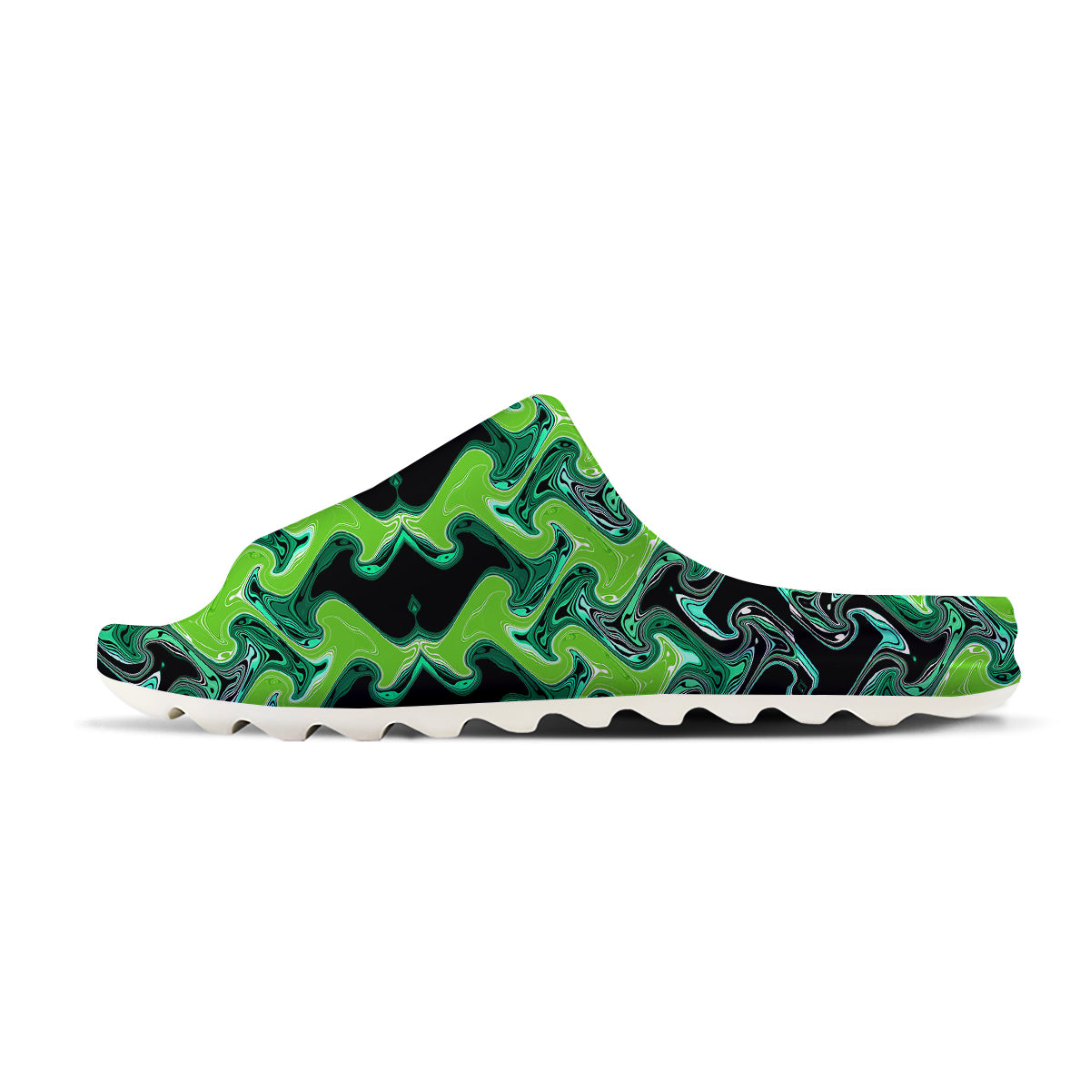 Psychedelic Wave Liquid Green Print Sandals-grizzshop