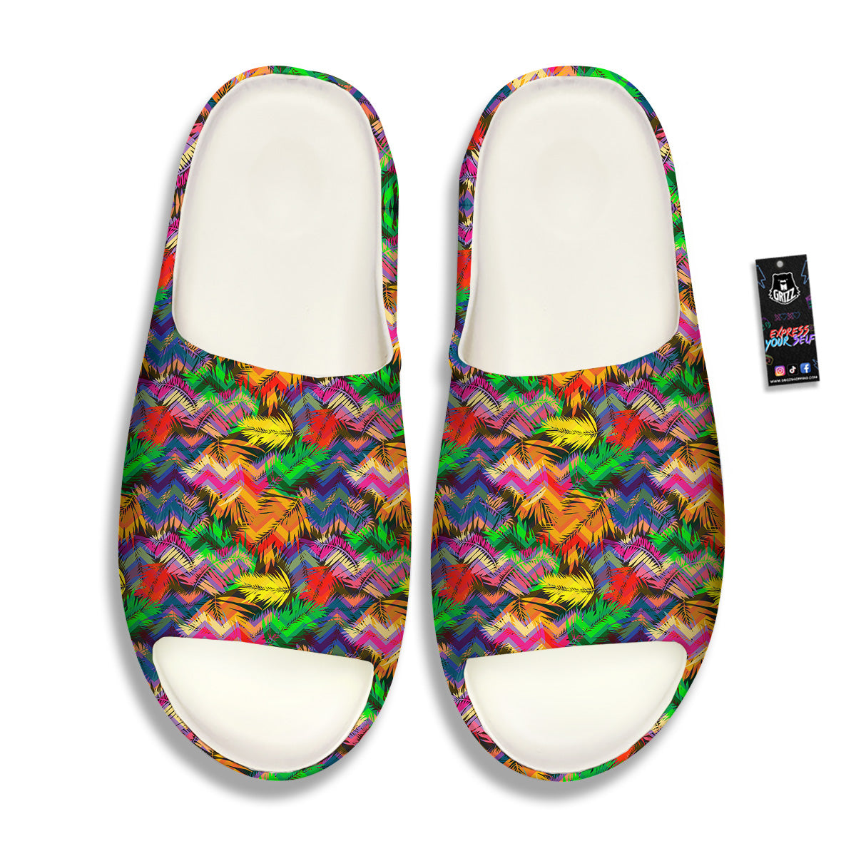 Psychedelic Zigzag Tropical Print Pattern Sandals-grizzshop