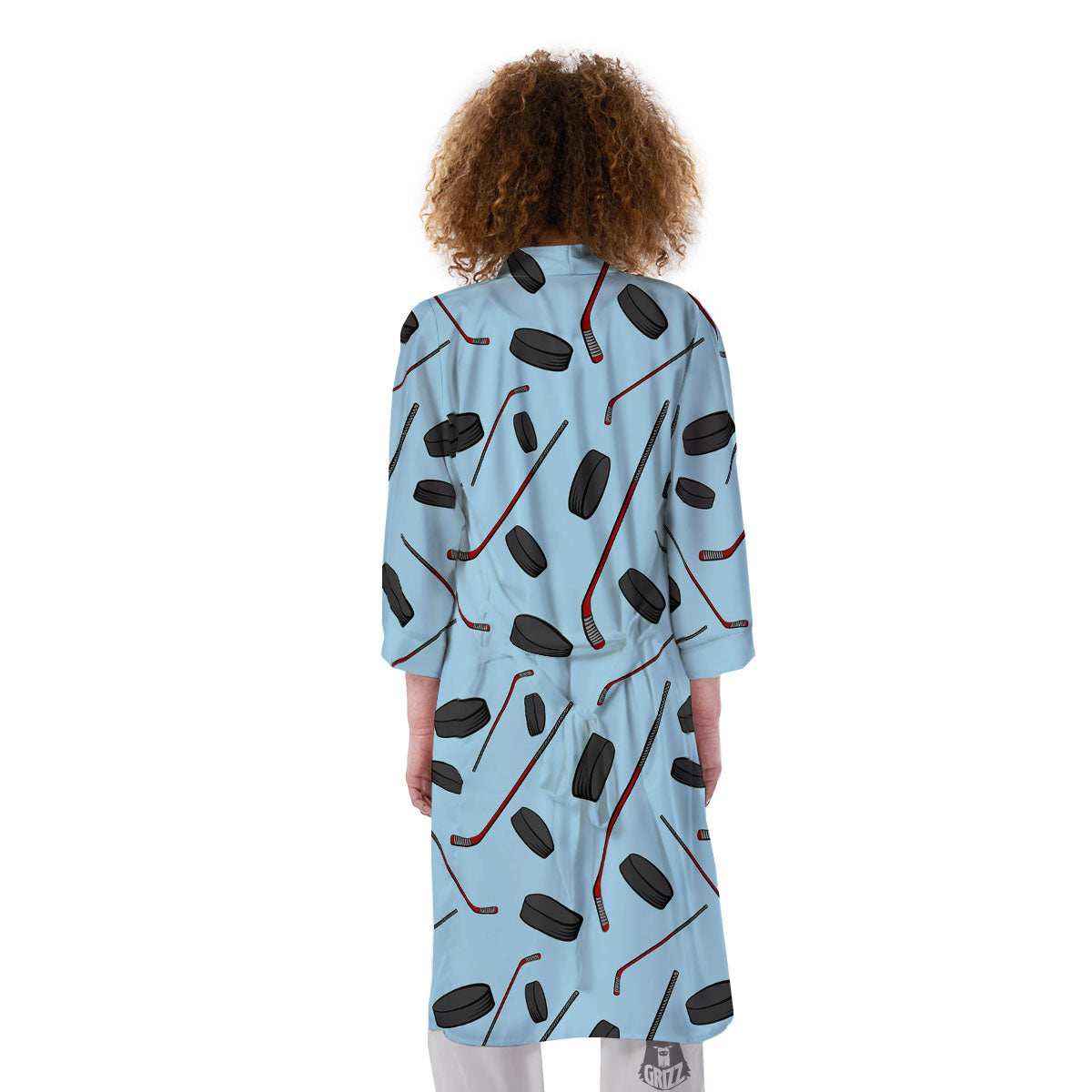 Puck And Hockey Stick Print Pattern Kimono-grizzshop