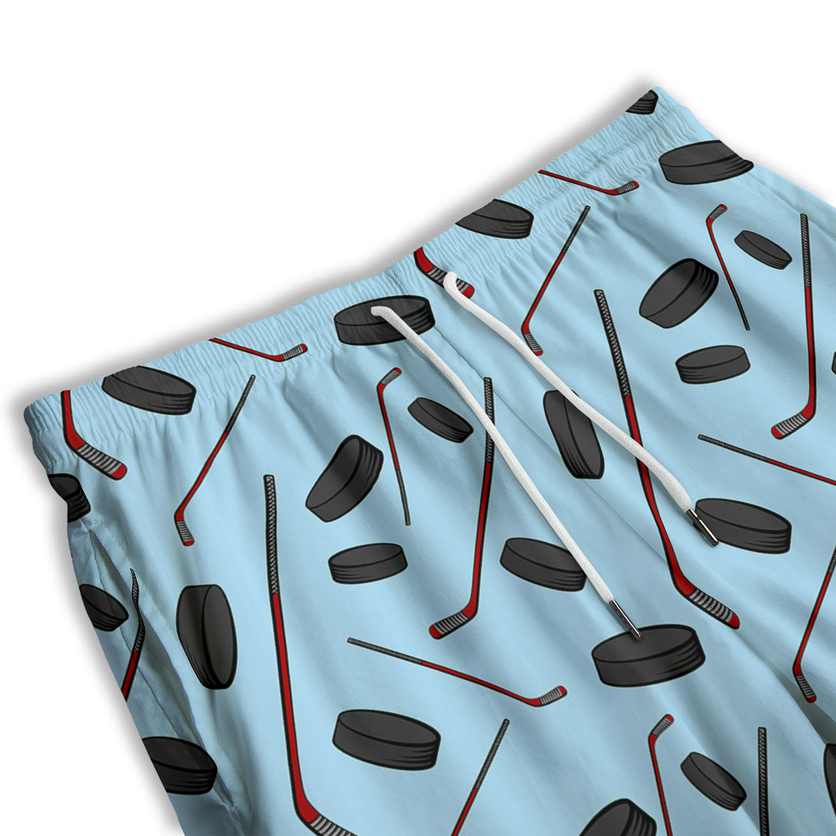 Puck And Hockey Stick Print Pattern Men's Athletic Shorts