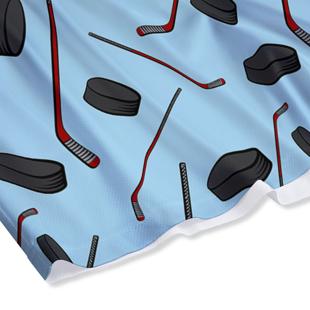 Puck And Hockey Stick Print Pattern Mesh Shorts