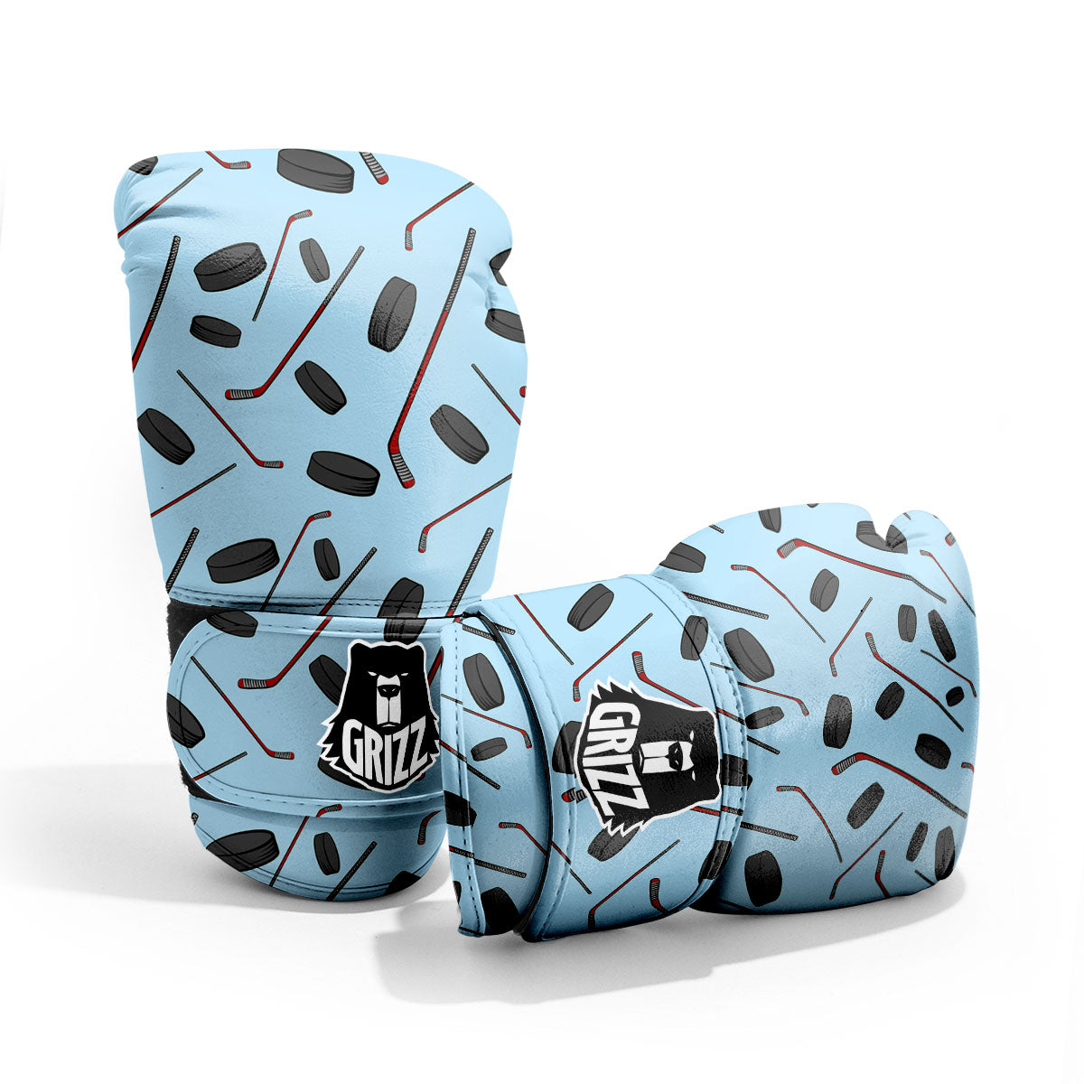 Puck And Hockey Stick Print Pattern Pro Boxing Glove