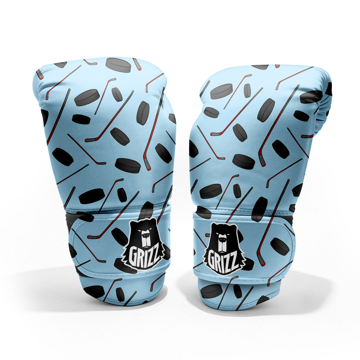 Puck And Hockey Stick Print Pattern Pro Boxing Glove