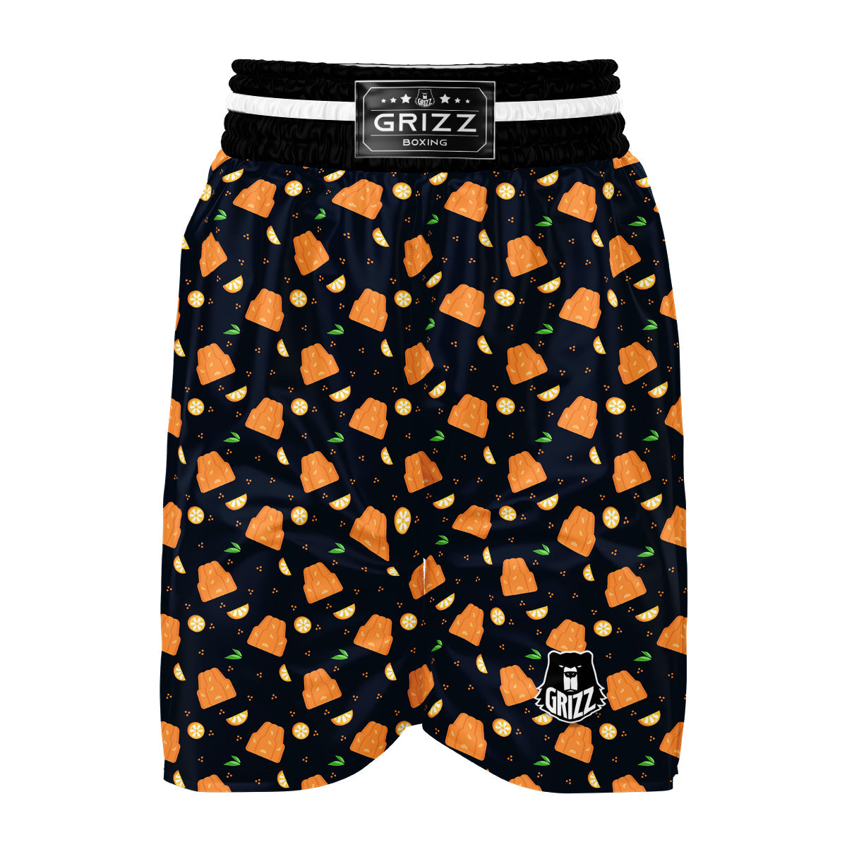 Pudding Orange Print Pattern Boxing Shorts-grizzshop