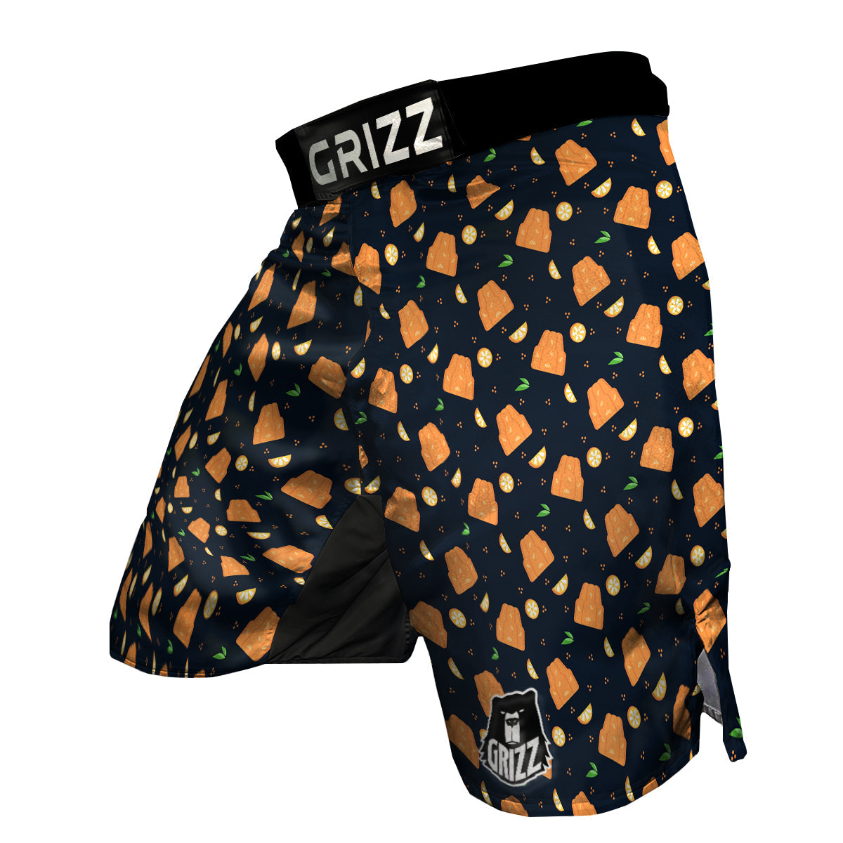 Pudding Orange Print Pattern MMA Shorts-grizzshop