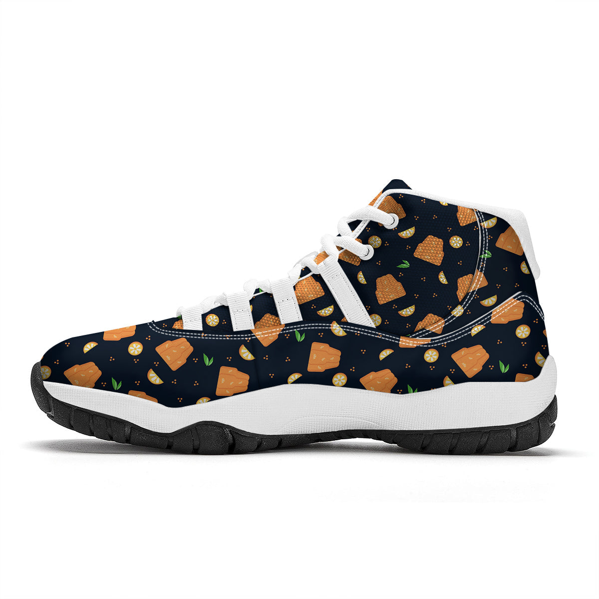 Pudding Orange Print Pattern White Bball Shoes-grizzshop