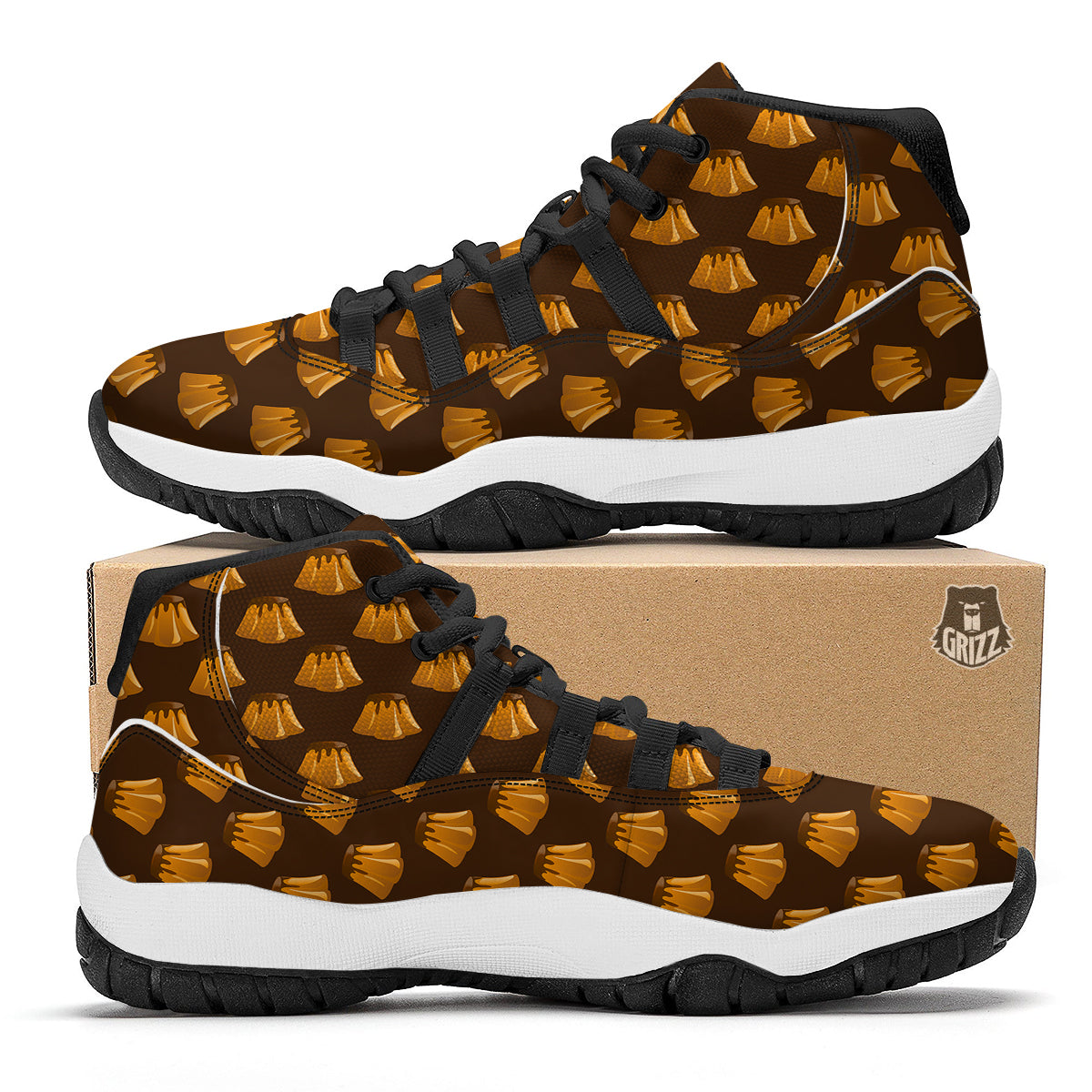 Pudding Print Pattern Black Bball Shoes-grizzshop