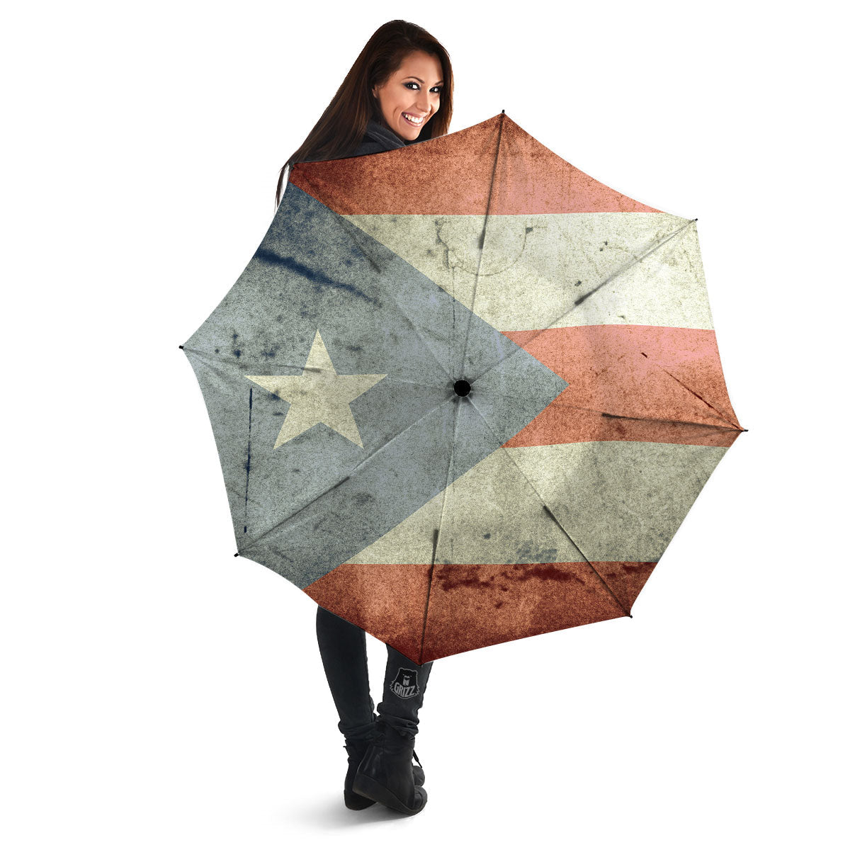 Puerto Rican Flag Grunge Print Umbrella-grizzshop
