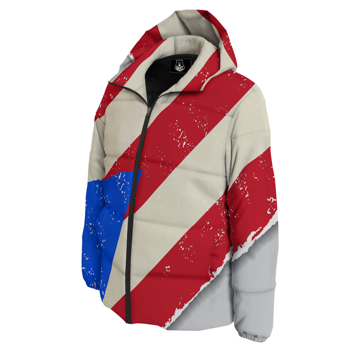 Puerto Rican Retro Flag Print Down Jacket-grizzshop