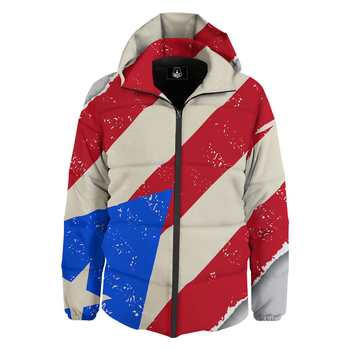 Puerto Rican Retro Flag Print Down Jacket-grizzshop