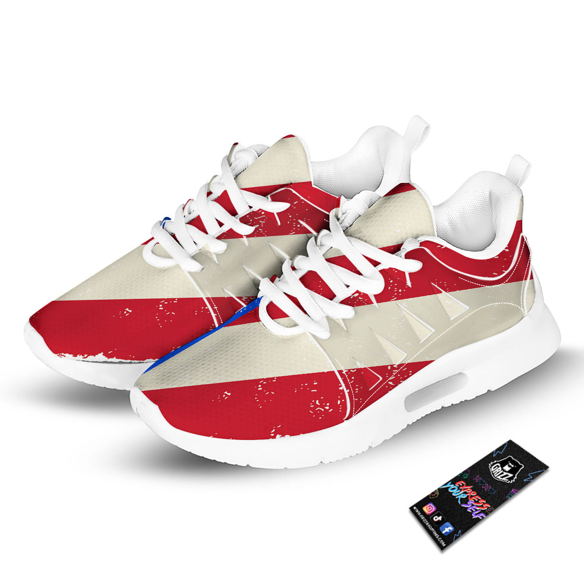 Puerto Rican Retro Flag Print Tennis Shoes-grizzshop