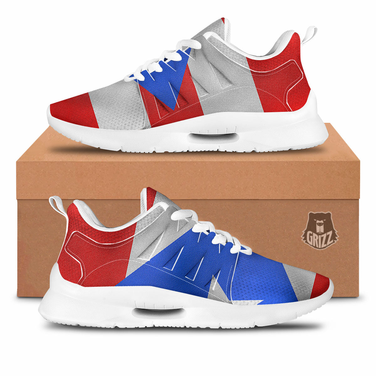 Puerto Rican Wrinkled Flag Print Tennis Shoes-grizzshop