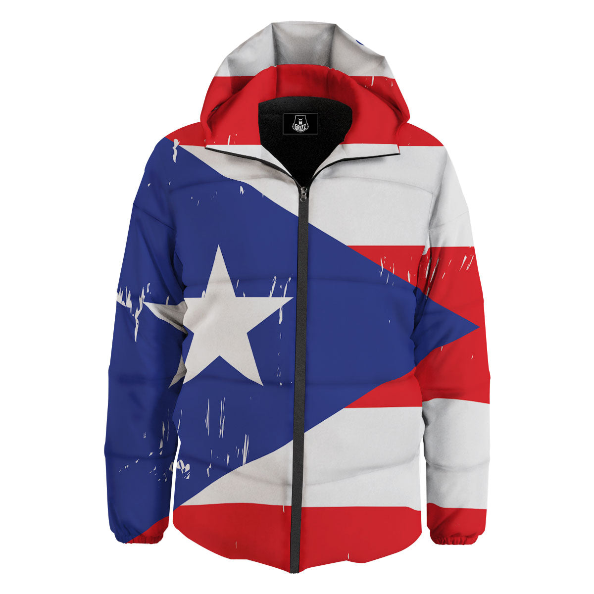 Puerto Rico Flag Print Down Jacket-grizzshop