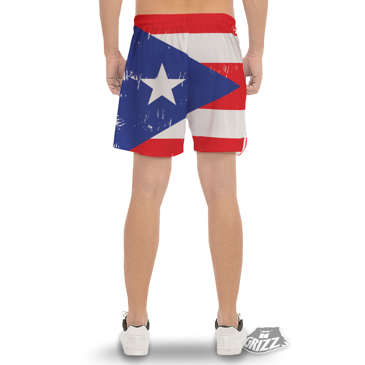 Puerto Rico Flag Print Men's Gym Shorts-grizzshop