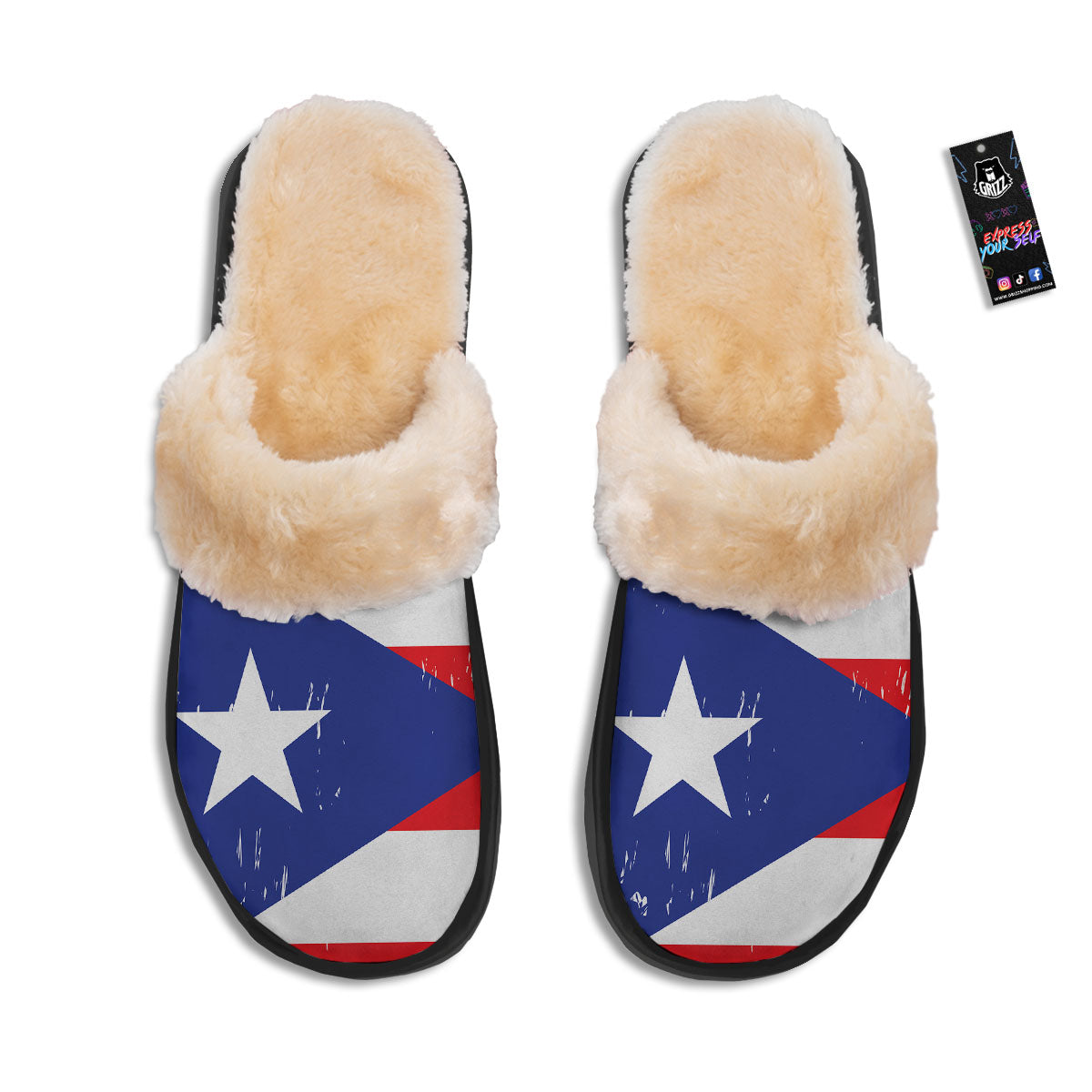 Puerto Rico Flag Print Slippers-grizzshop