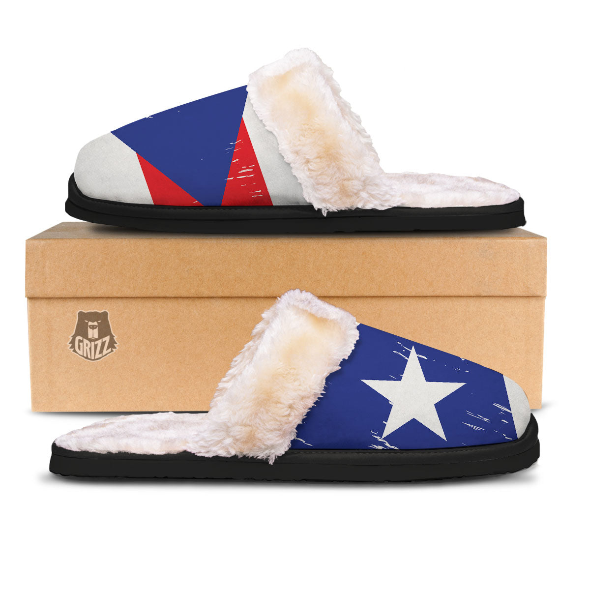 Puerto Rico Flag Print Slippers-grizzshop