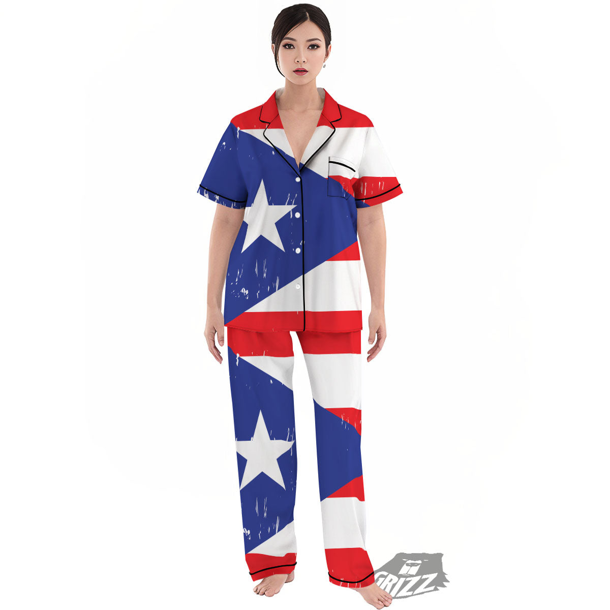 Puerto Rico Flag Print Women's Pajamas Set-grizzshop