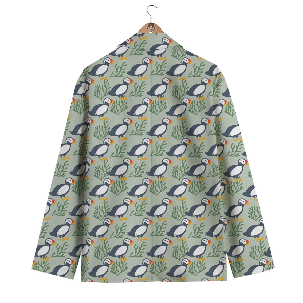 Puffin Cute Pattern Print Men's Blazer-grizzshop