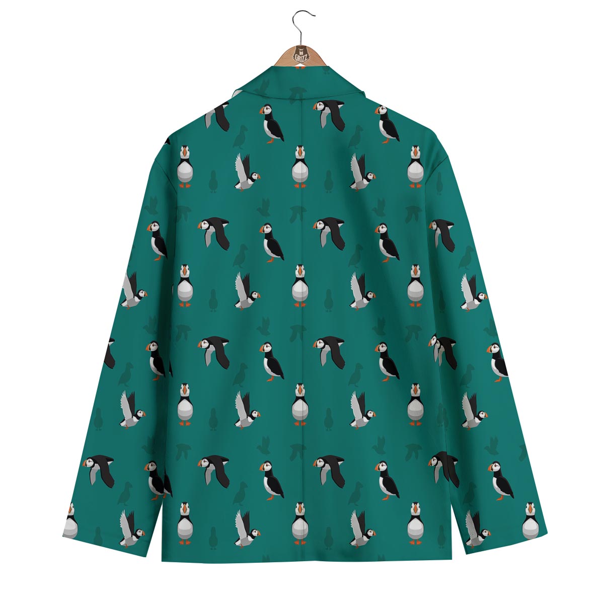 Puffin Pattern Print Men's Blazer-grizzshop