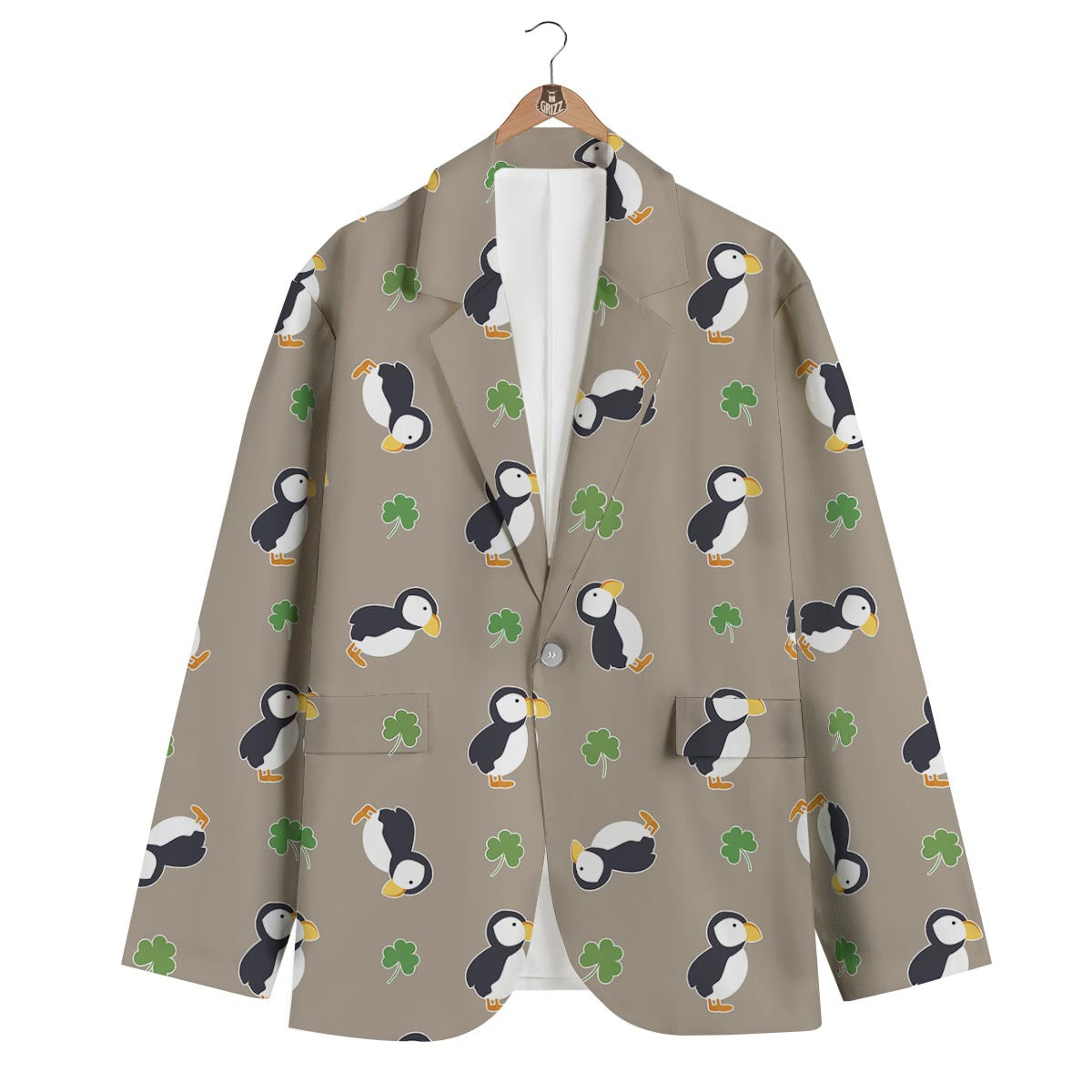 Puffin Print Pattern Men's Blazer-grizzshop