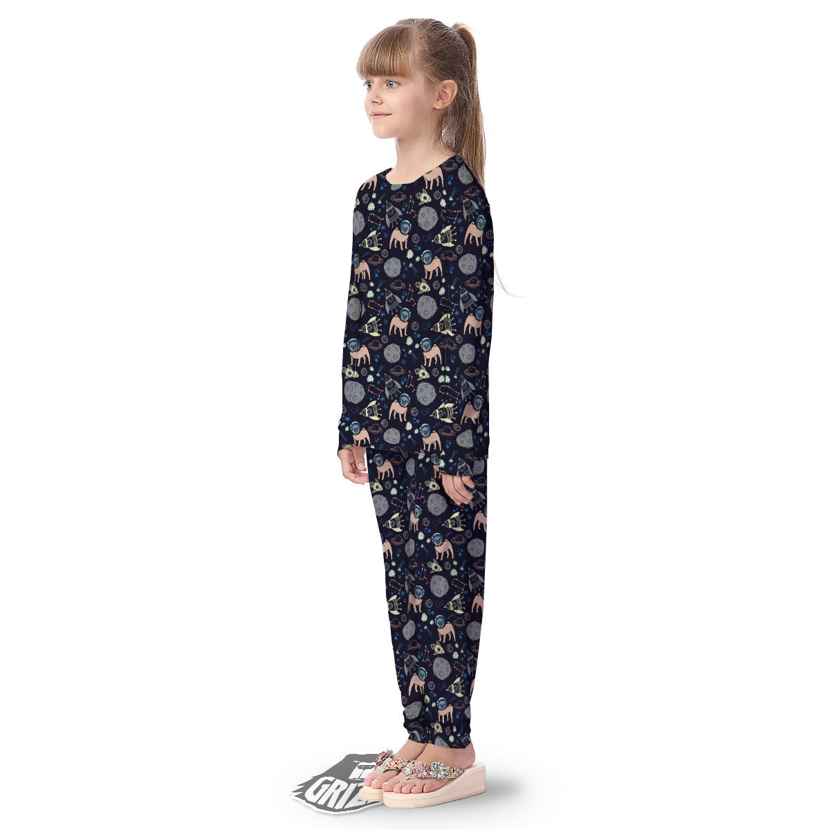 Pug And Astronaut In The Space Print Pattern Kid's Pajamas-grizzshop