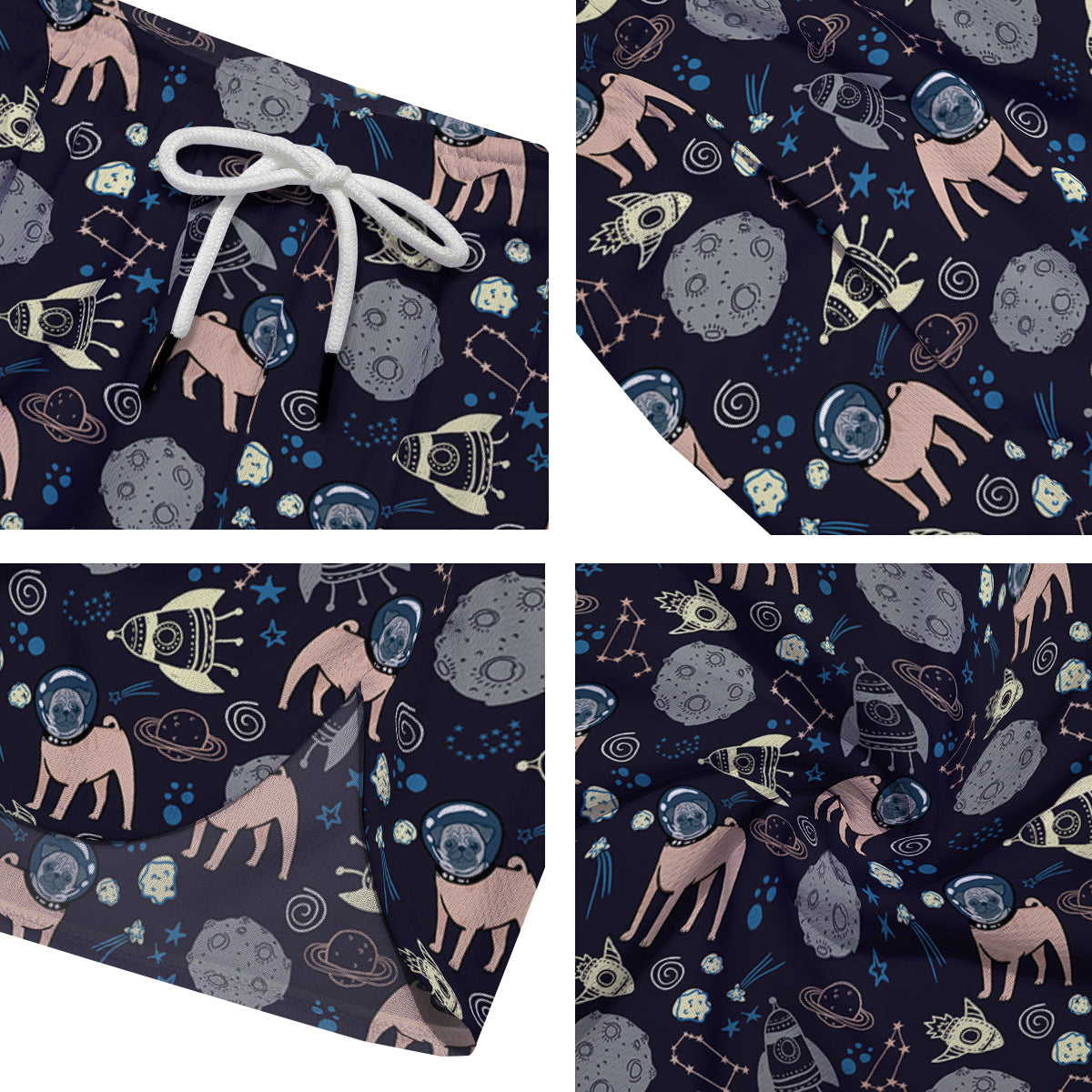 Pug And Astronaut In The Space Print Pattern Men's Running Shorts-grizzshop