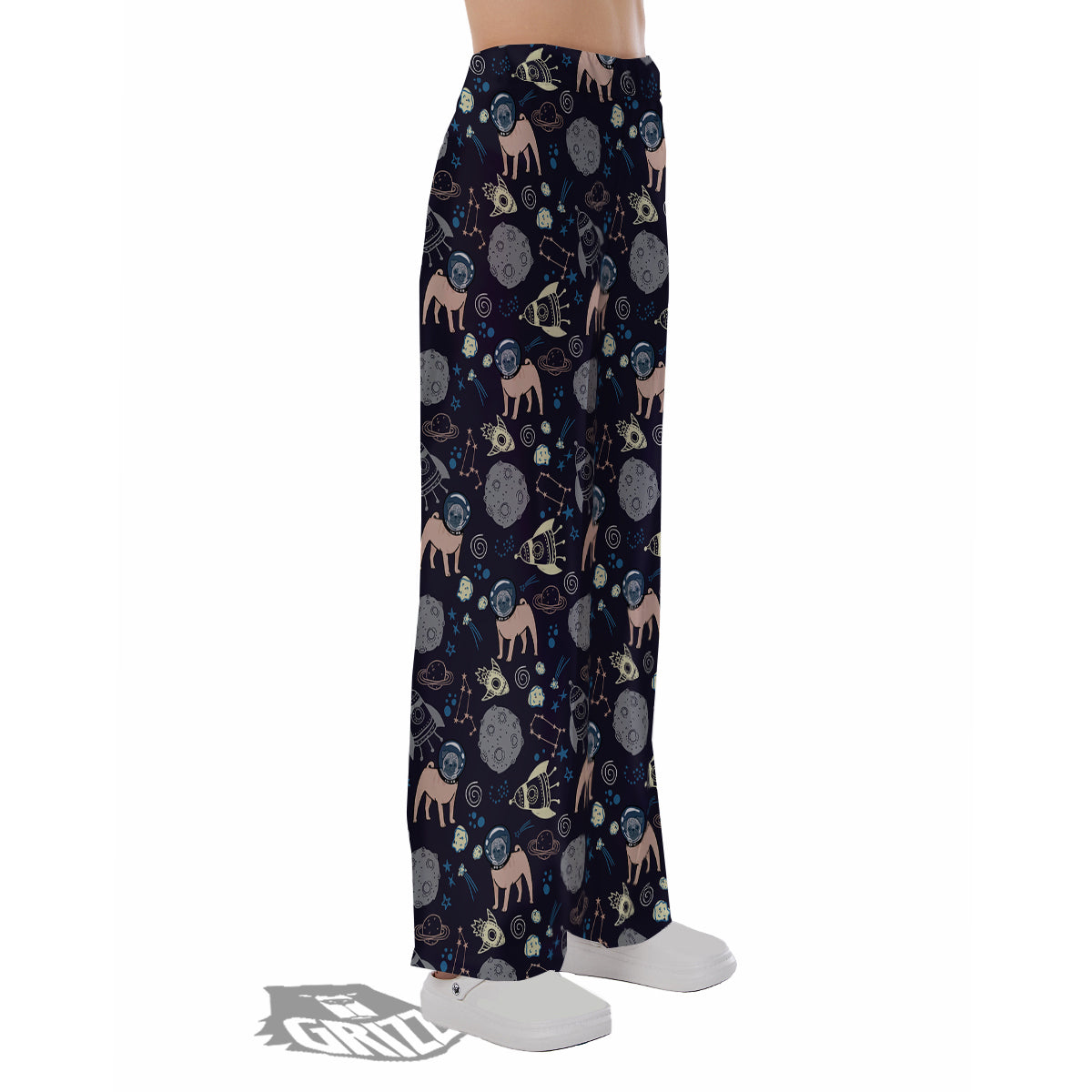 Pug And Astronaut In The Space Print Pattern Pajama Pants-grizzshop