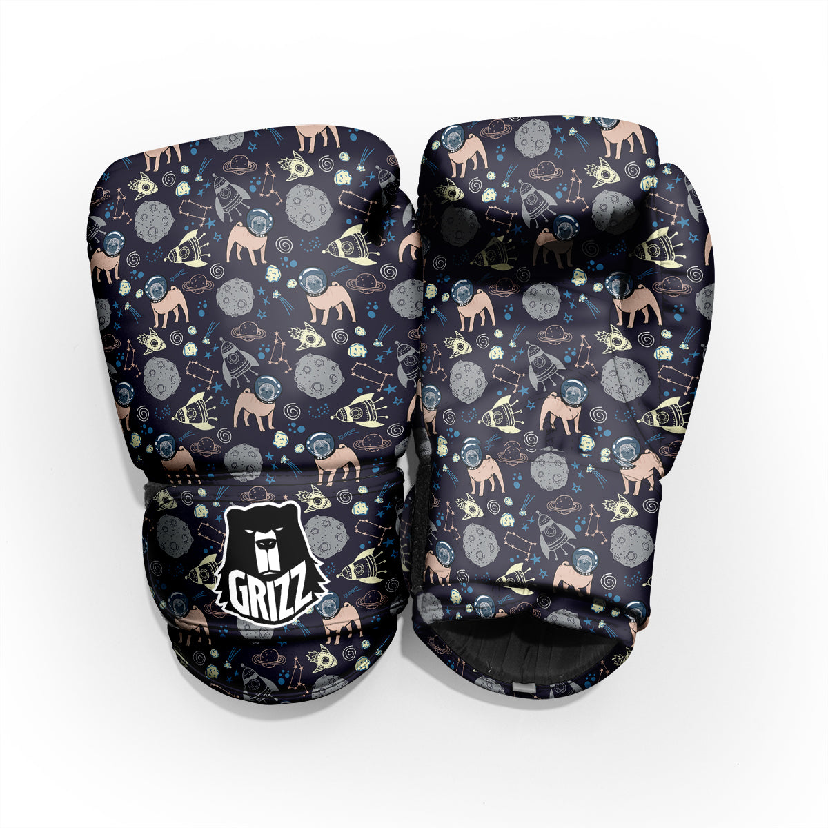 Pug And Astronaut In The Space Print Pattern Pro Boxing Glove