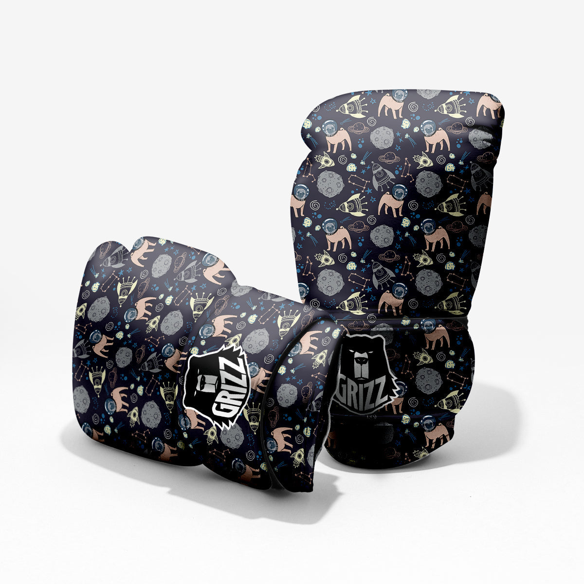 Pug And Astronaut In The Space Print Pattern Pro Boxing Glove