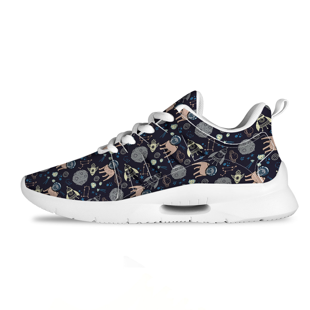 Pug And Astronaut In The Space Print Pattern Tennis Shoes-grizzshop