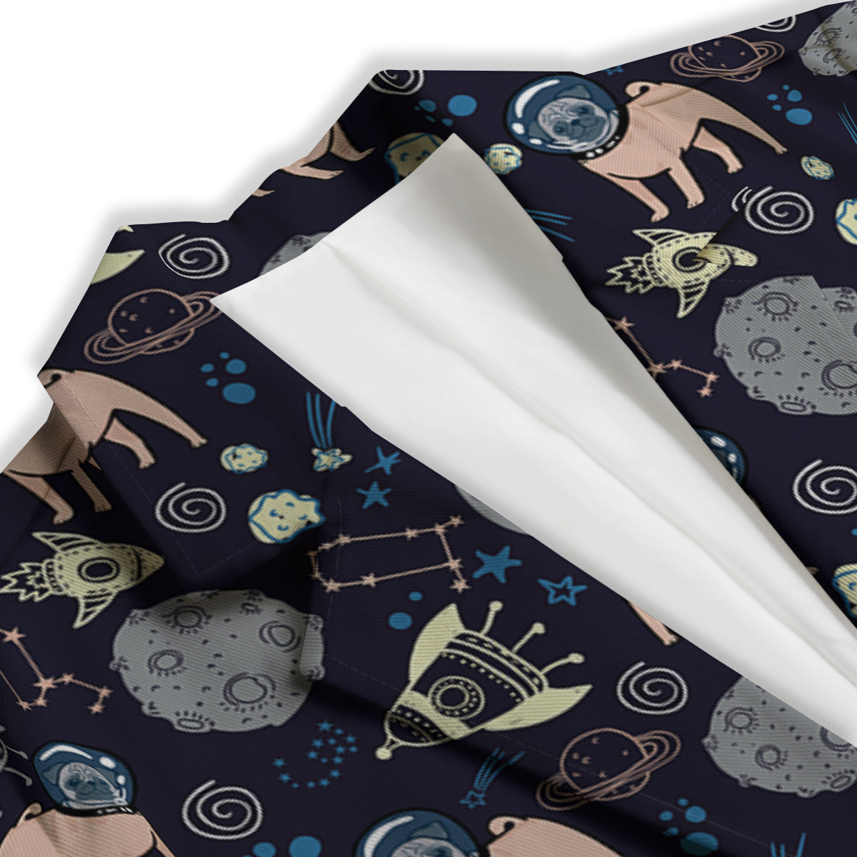 Pug And Astronaut In The Space Print Pattern Women's Blazer-grizzshop