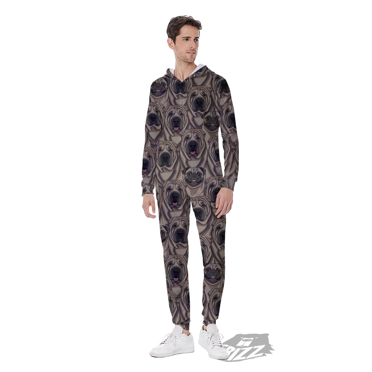 Pug And Shar Pei Print Pattern Men's Jumpsuit-grizzshop