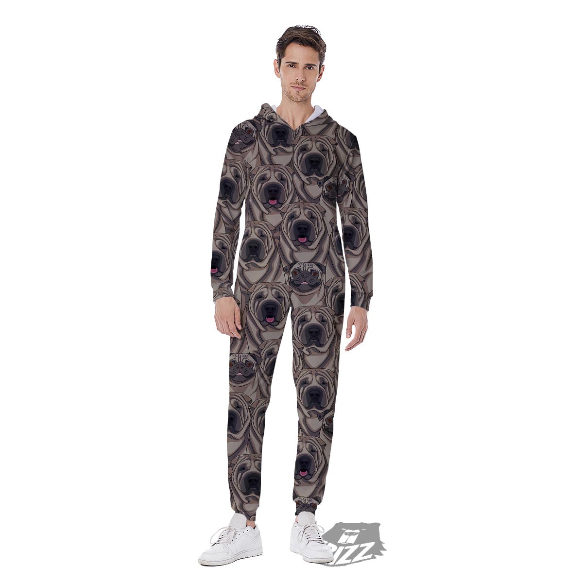 Pug And Shar Pei Print Pattern Men's Jumpsuit-grizzshop
