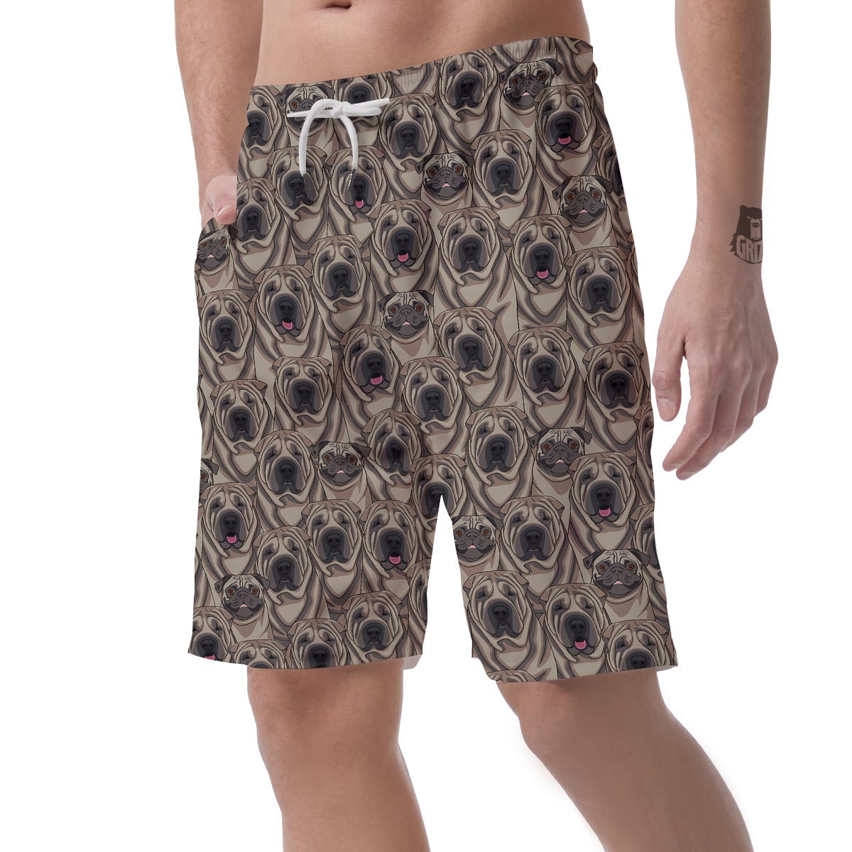 Pug And Shar Pei Print Pattern Men's Shorts-grizzshop