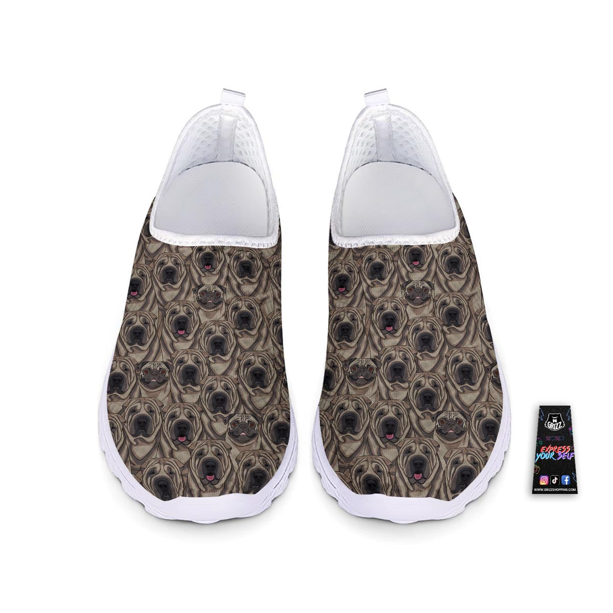 Pug And Shar Pei Print Pattern Nurse Shoes-grizzshop