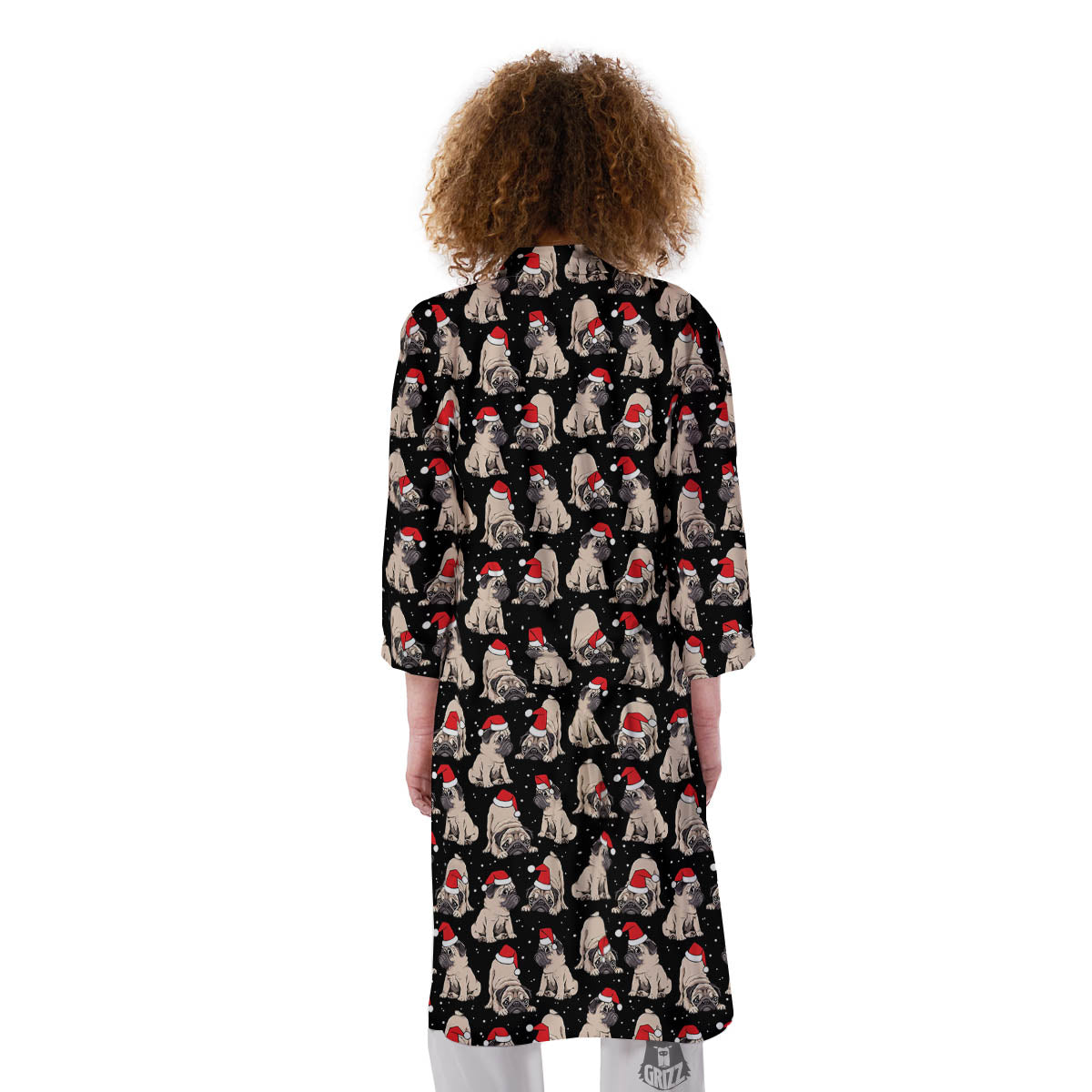 Pug Christmas Santa Print Pattern Kimono-grizzshop