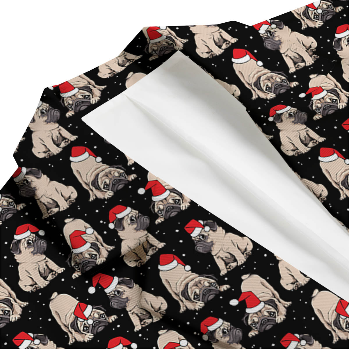 Pug Christmas Santa Print Pattern Men's Blazer-grizzshop