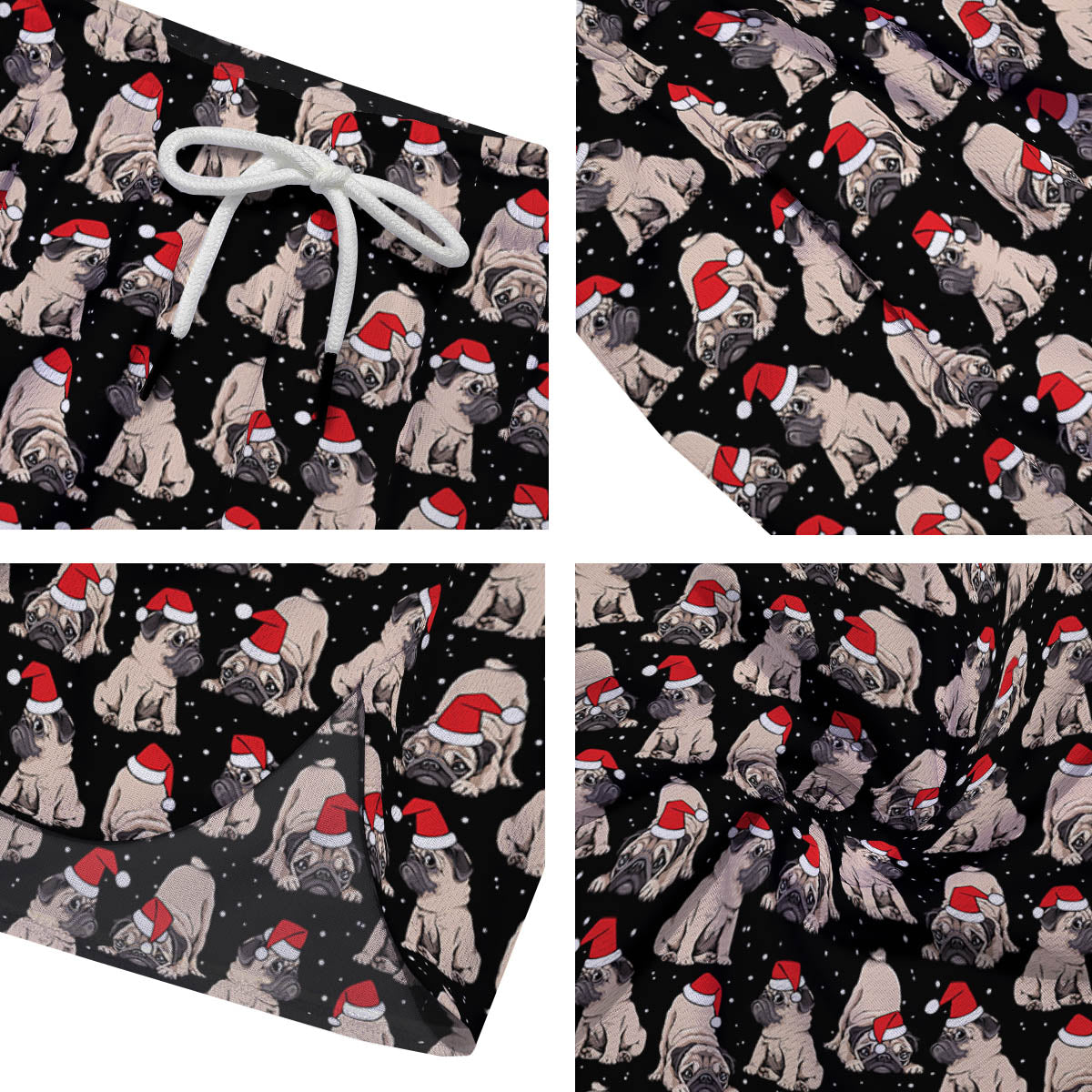 Pug Christmas Santa Print Pattern Men's Running Shorts-grizzshop