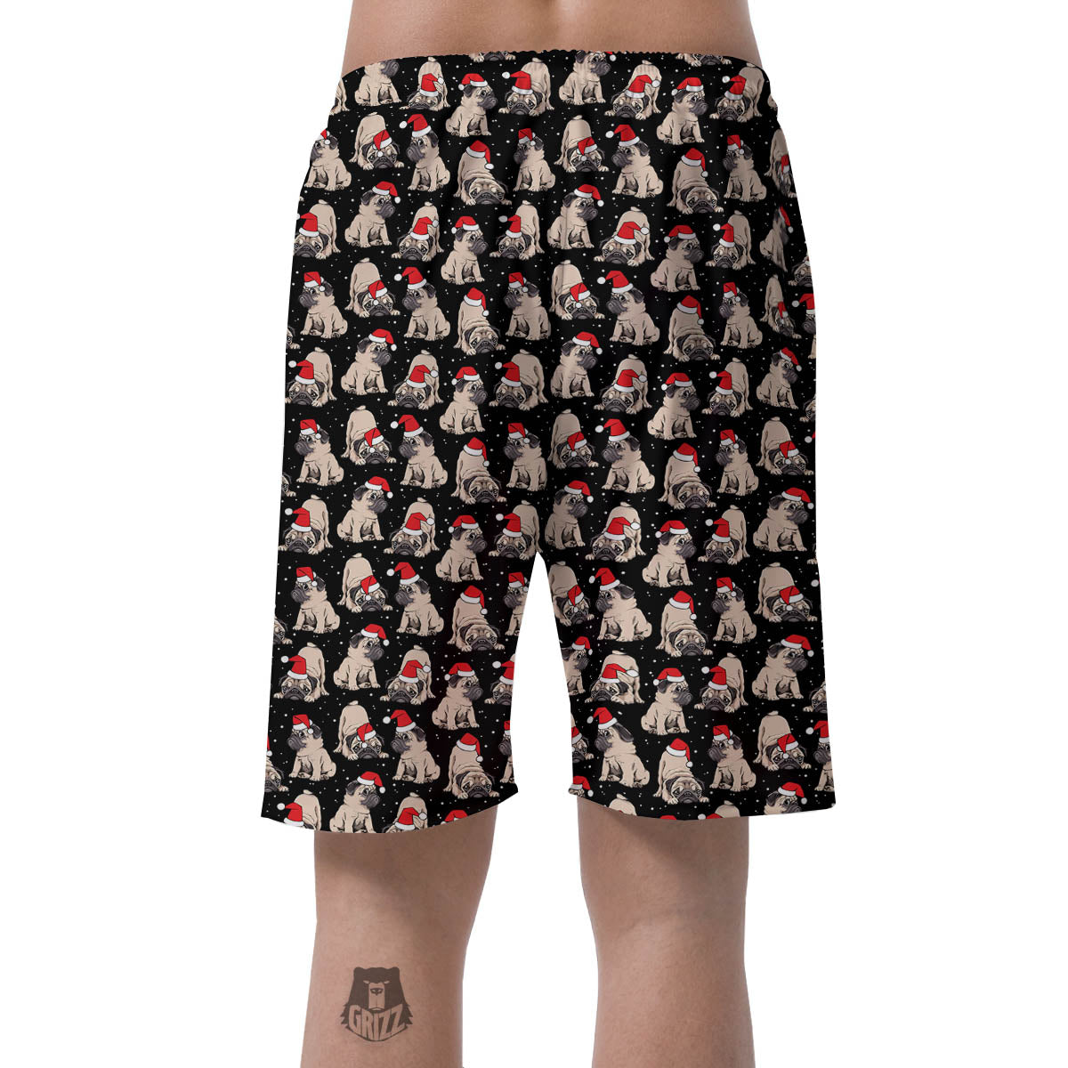 Pug Christmas Santa Print Pattern Men's Shorts-grizzshop