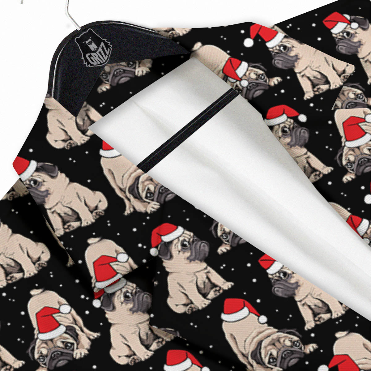 Pug Christmas Santa Print Pattern Men's Sport Coat-grizzshop