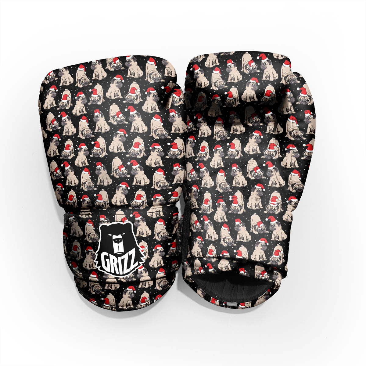 Pug Christmas Santa Print Pattern Pro Boxing Glove