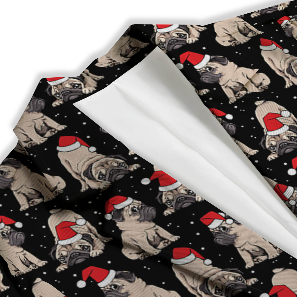 Pug Christmas Santa Print Pattern Women's Blazer-grizzshop