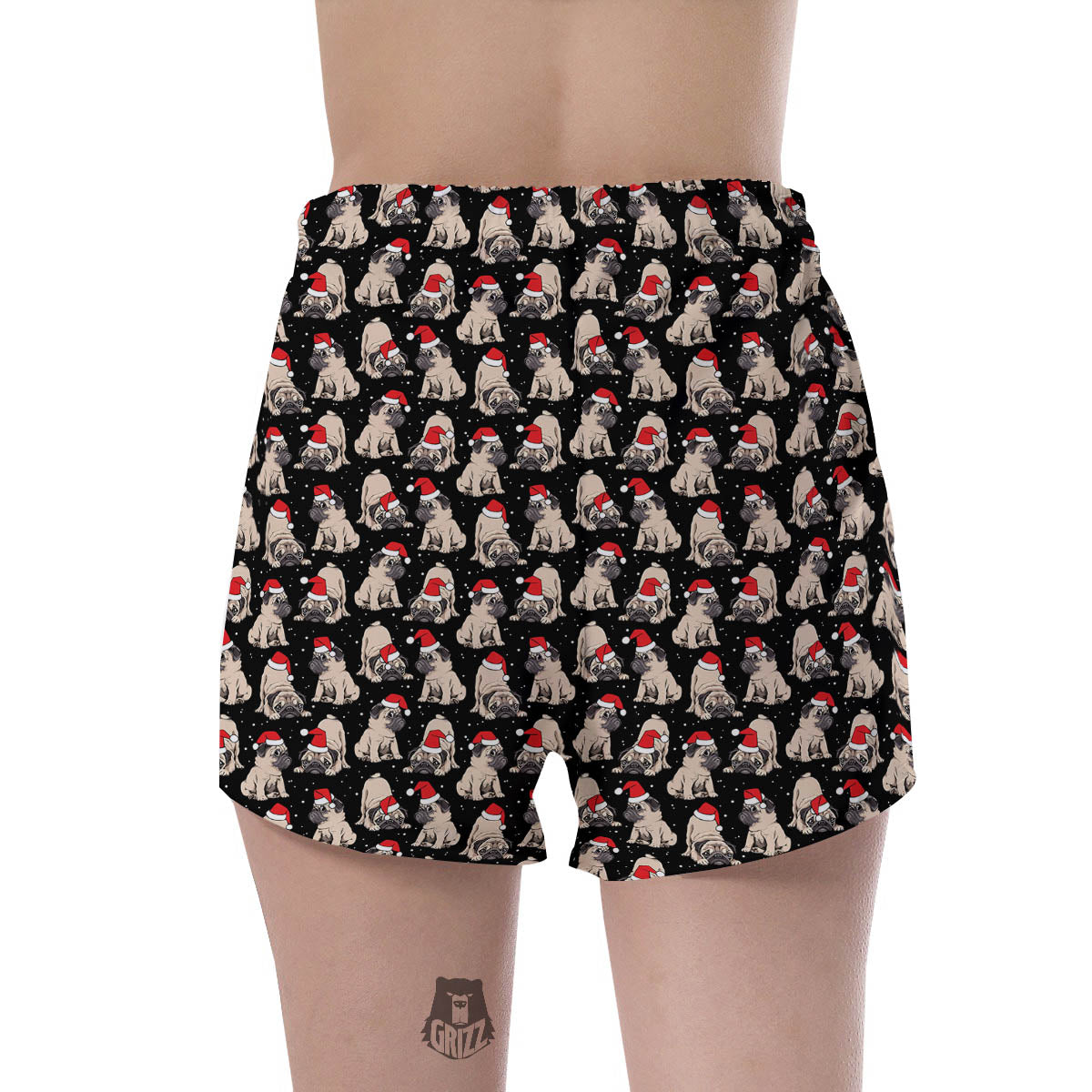 Pug Christmas Santa Print Pattern Women's Shorts-grizzshop